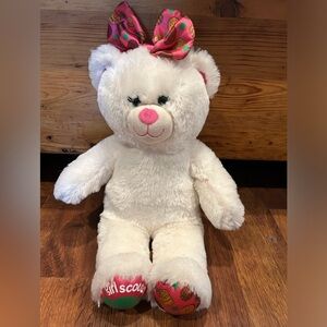 Build a Bear Girl Scout Cookies White Teddy BAB 16" Stuffed Plush Cute Bow